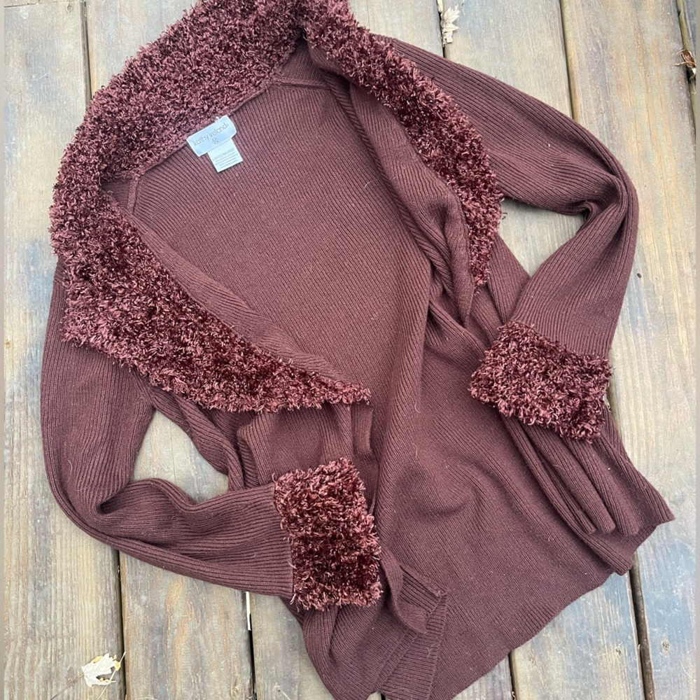 Penny lane style fur trim cardigan